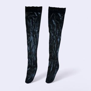 Faux Leather Knee High Socks